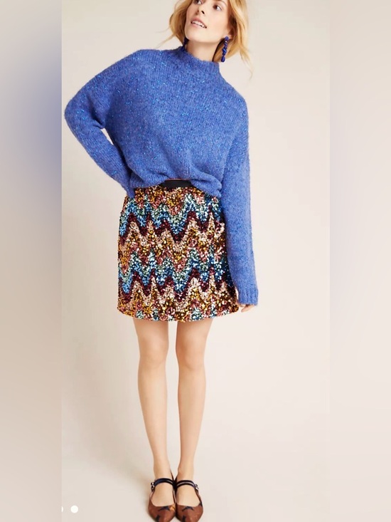 Dresses & Skirts - Anthropologie Maeve sequin zig-zag mini skirt sz 4